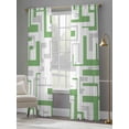 thumbnail image 4 of Green Gray Geometric Stripes Sheer Curtains 2 Panels Set Modern Abstract Lines Maze Sheer Window Curtains Light Filtering Rod Pocket Voile Drapes for Bedroom Living Room 52"X84", 4 of 8