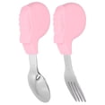 thumbnail image 1 of 2PCS Toddler Utensils Spoon and Fork Set Stainless Steel Self Feeding Training Baby SetPink Whale Shape, 1 of 14