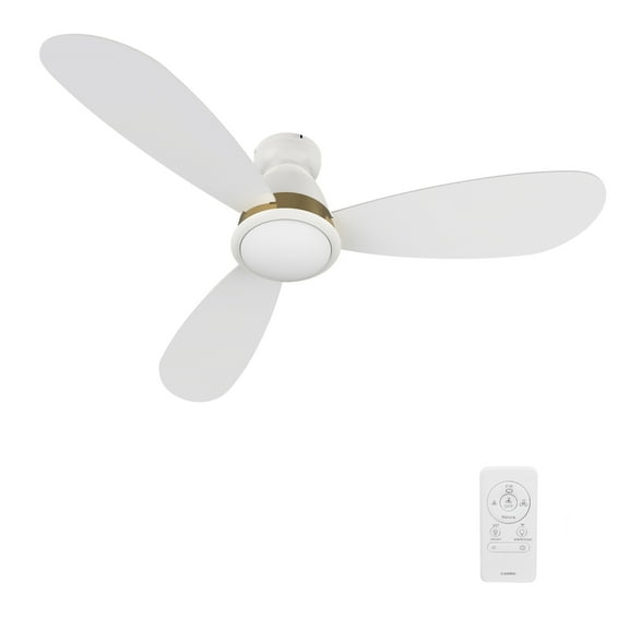 Smaair 52" Flush Mount Low Profile DC Ceiling Fan with Dimmable Light Kit Remote Control
