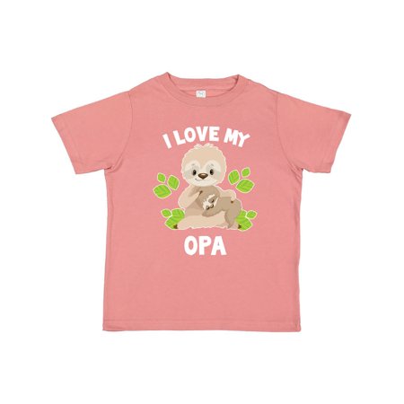 

Inktastic Cute Sloth I Love My Opa with Green Leaves Gift Toddler Boy or Toddler Girl T-Shirt