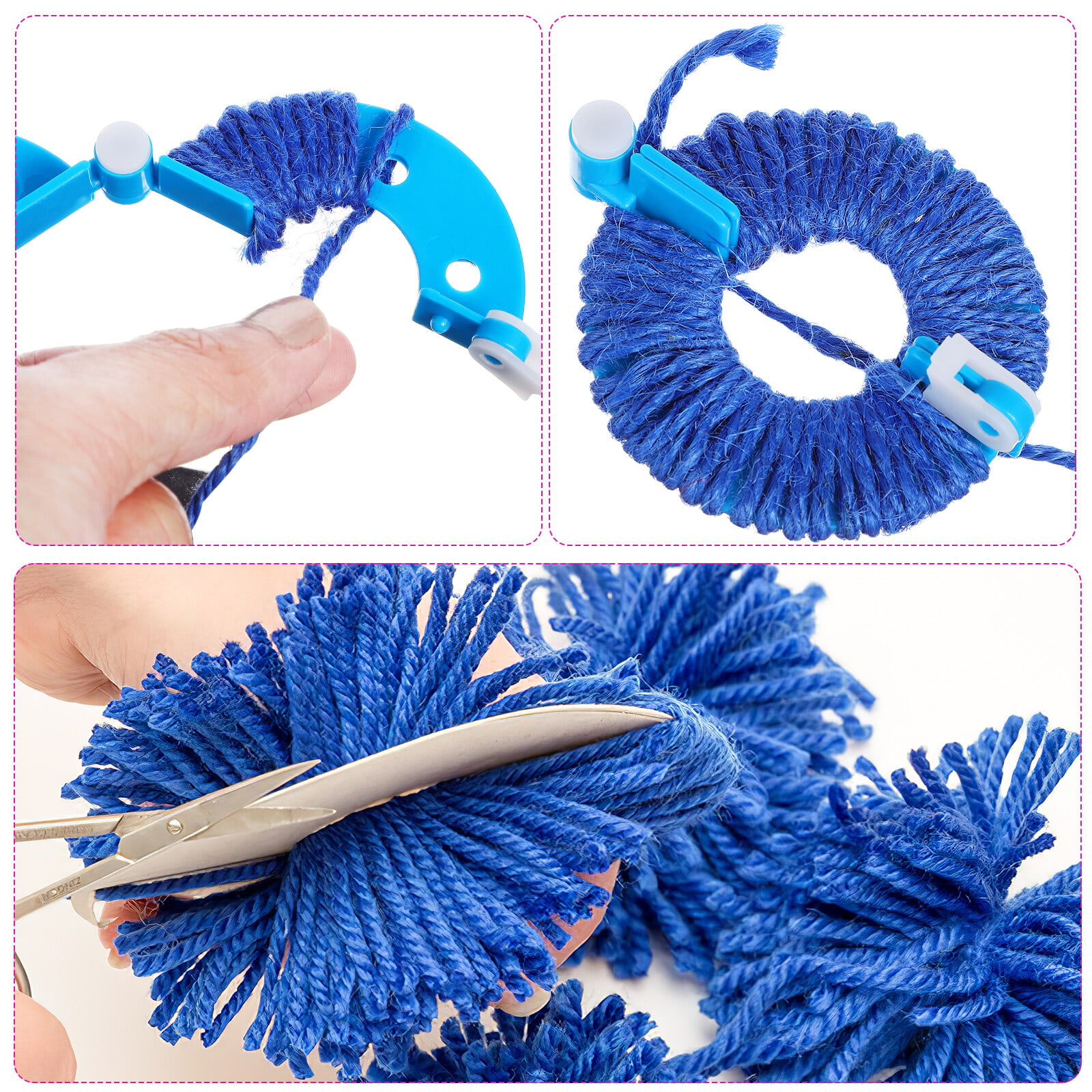  SEWACC 8pcs 4 Fluff Ball Needle pom pom Knitting Wire Twisting  Tool Fluff Ball Maker Bow Maker Weaving Loom for Adults Pompom Maker Fluff  Ball Child to Weave Manufacturing Machine