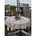 thumbnail image 2 of Outdoor Tablecloth with Umbrella Hole for Patio/Picnic/Party/Camping, Vintage Floral Waterproof Table Cloth Round Cover Washable, White Cherry Flowers Blossom Spring Gray (Dia 54"), 2 of 8