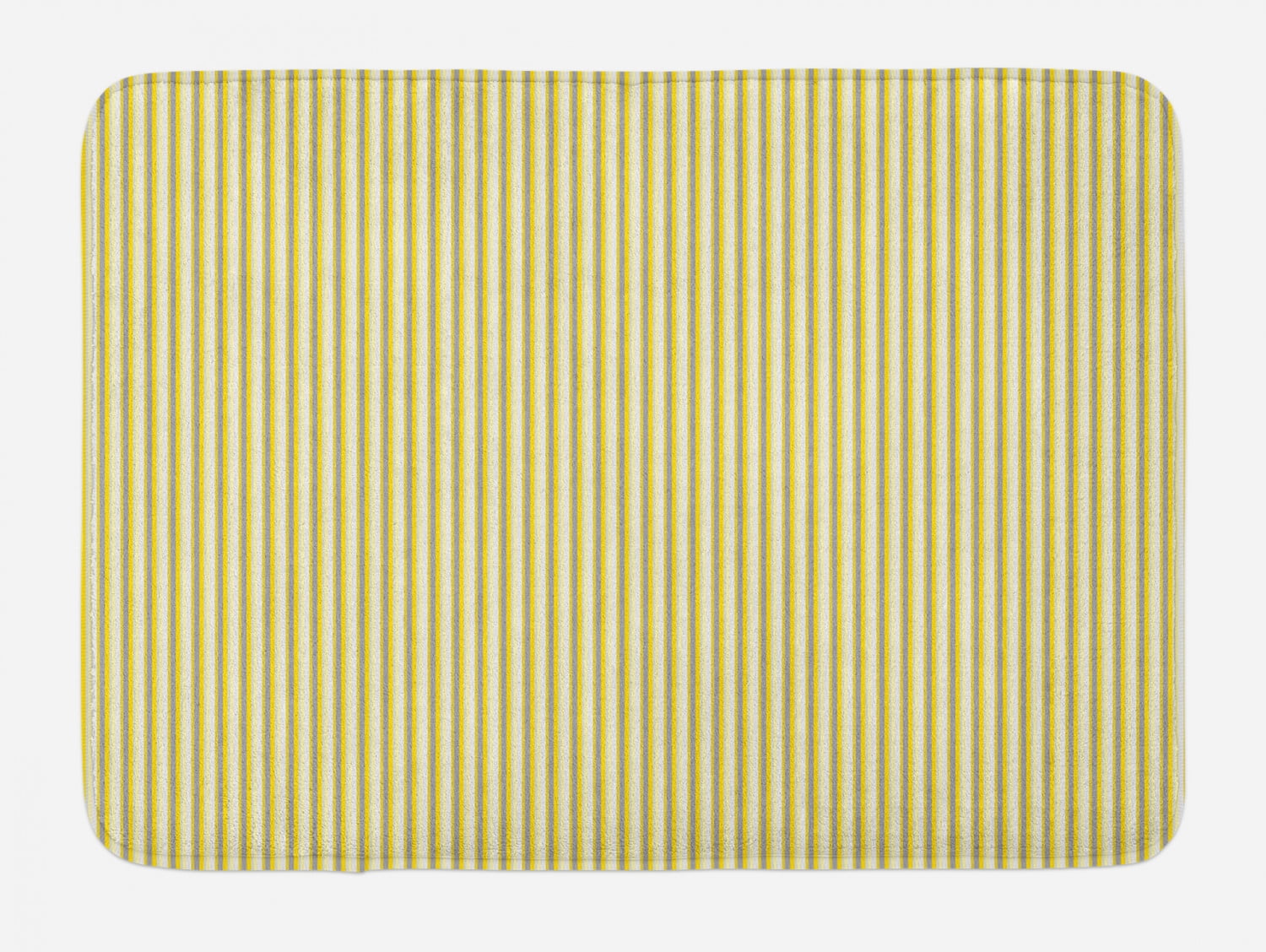 Grey and Yellow Bath Mat, Circus Tent Inspired Vintage Retro Stripes