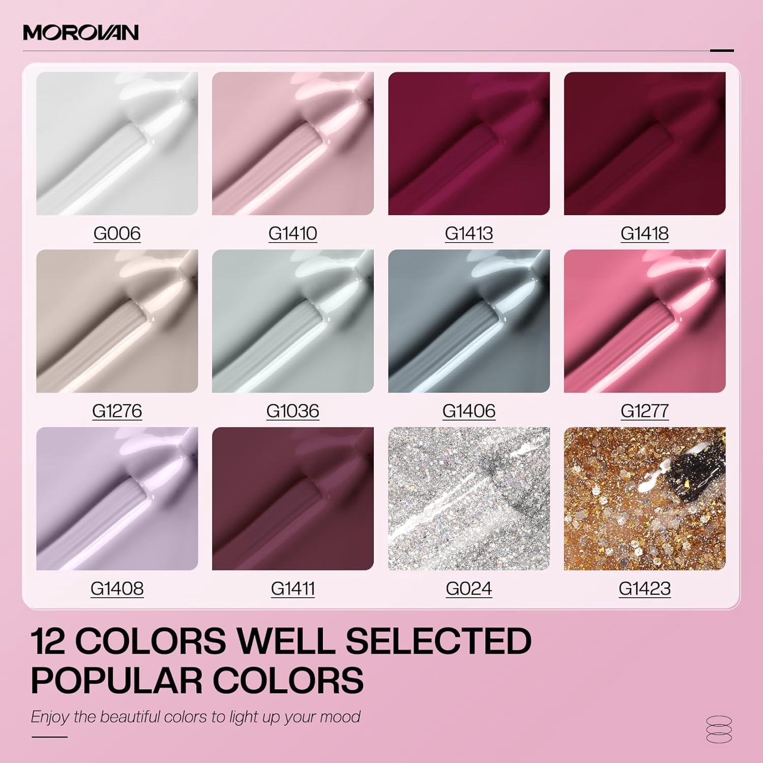 Morovan Gel Nail Polish Kit: 12 Colors Gel Nail Polish Set with Classic Collection Nude Pink Gel Polish Nail Art Decorations Manicure Tools DIY Salon Home Gifts