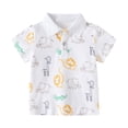 thumbnail image 2 of LYMAYTER Toddler Boys Short Sleeves T-Shirt Kids Summer Lapel Button Cotton Tee Shirt Baby Casual Cartoon Shirt Blouses for 2-10Y, 2 of 11