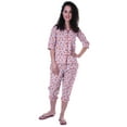 thumbnail image 2 of Moomaya Printed Cotton 3/4 Sleeve Shirt With Capri 2 Piece Nightwear Set Sleepwear For Womens, 2 of 7