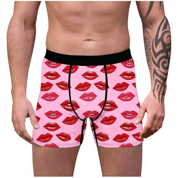 WMTBSRSW Men's Underwear Boxer Briefs Cool Breathable High Stretchy Boxers Shorts Funny Gifts for Men Valentine's Day Pink7 XXL