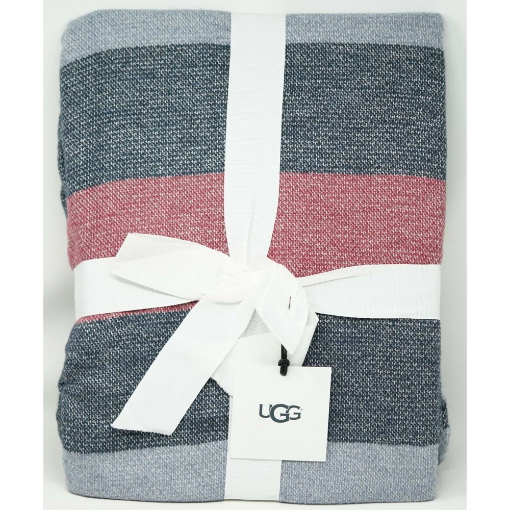 UGG® Oceanside 100 Cotton Striped Blanket KING Navy Multicolor