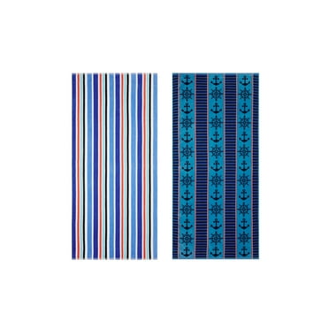 Mainstays Americana Mariner & Stripes Cotton Blend Beach Towels (2 Count)