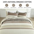 thumbnail image 6 of DDUOXIN 128x120 California King Size Bedspread - 100% Organic Cotton Beige Gray Brown Striped Floral Reversible Quilt for King Size Bed, Lightweight Vintage Cal Oversized King Bedding Set, 3 Piece, 6 of 11