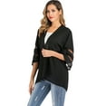 thumbnail image 5 of LELINTA Women Casual Solid Color Kimono Shawl Sheer Chiffon Loose Cardigan 3/4 Bell Sleeve Blouse Top, 5 of 6