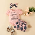 thumbnail image 2 of Utlike Girls Clothing Set Summer Outfits Short Sleeve Daddy Mama Saying Romper Floral Shorts Headband For Baby Sweet Girl Skin Friendly Outfits Size 12 Months-18 Months, 2 of 8