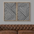 thumbnail image 2 of IDEA4WALL Framed Wall Art Print Set 3D Illusion Effect Black and White Diamond Collage Abstract Shapes Modern Contemporary for Living Room, Bedroom, Office - 16"x24"x2 Natural, 2 of 5