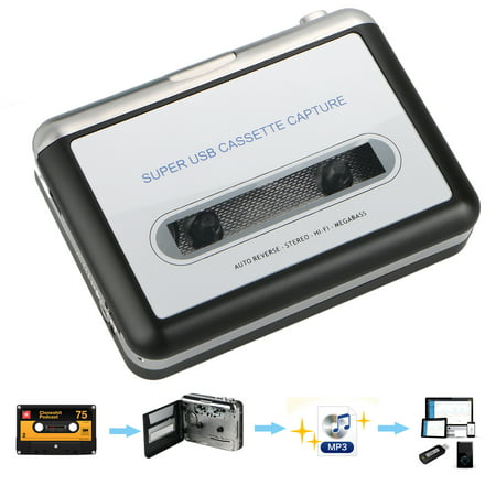TSV Portable USB Cassette Tape to MP3 PC Converter Capture Stereo Audio Music Player (Not compatible Mac 10.5 or higher