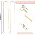 thumbnail image 2 of 8Pcs 2 Colors Ear Threads 18K Gold & 925 Sterling Silver Plated String Earring Threader 60mm Pull Through Threaded Long Chain with 925 Sterling Silver Pins and Loop for DIY DIY Earring Making, 2 of 9