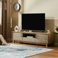thumbnail image 5 of Mid-Century Modern Low Profile Entertainment TV Stand for 70/65/60/55 inch TV, Farmhouse Entertainment Center with 2 Fluted Door and Storage Living Room, Nature, 5 of 8
