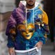 thumbnail image 1 of Sudadera con capucha para hombre, estilo casual, con cuello redondo, estampado, manga larga, blusa de poliéster, 1 of 5