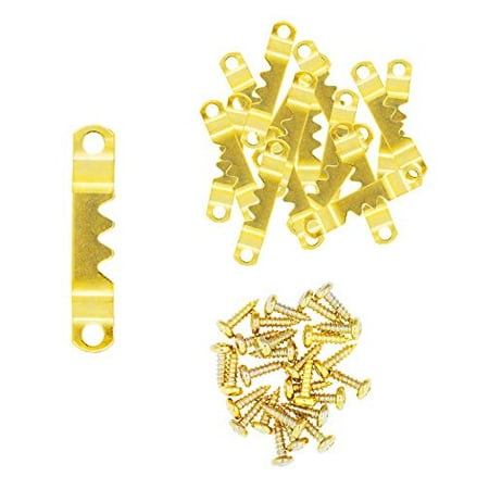 

Sawtooth Picture Hangers - Picture Frame Hangers - Picture Hanging Hardware Kit with Screws for Canvas Painting Wood by Mandala Crafts 100 Sets Small Gold