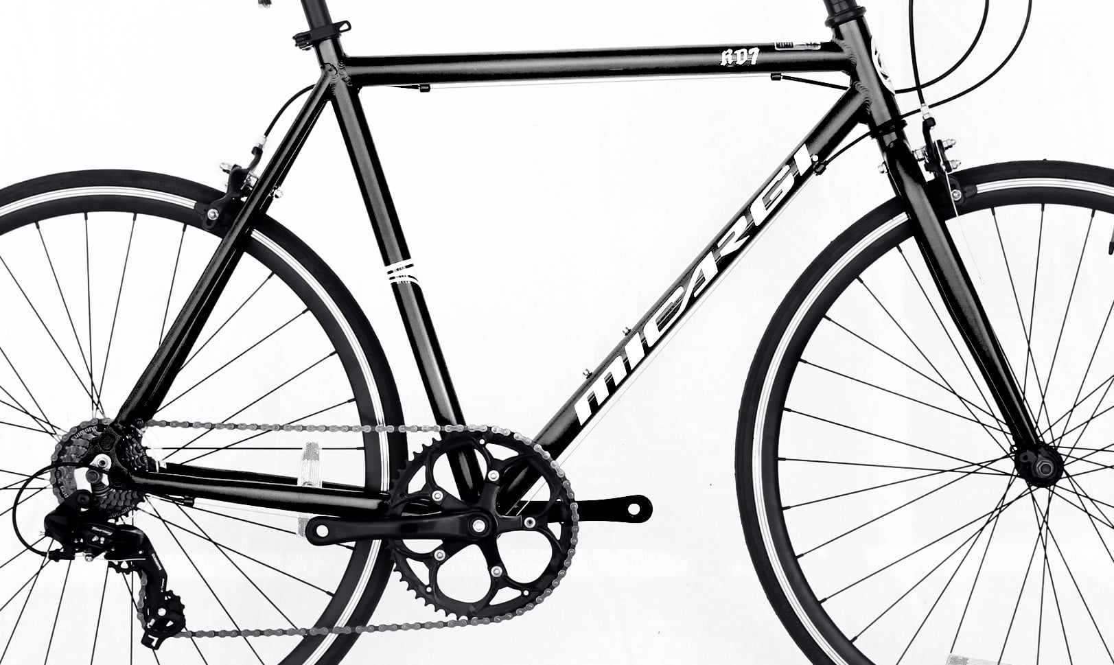 Wonder Wheels Road Bike 700C 53 cm Aluminum Frame Black, Shimano Tx-35 7 Speed Alloy Black Rims, Black Spokes 700C*1.5*14G*32H Tire: Black, - Black