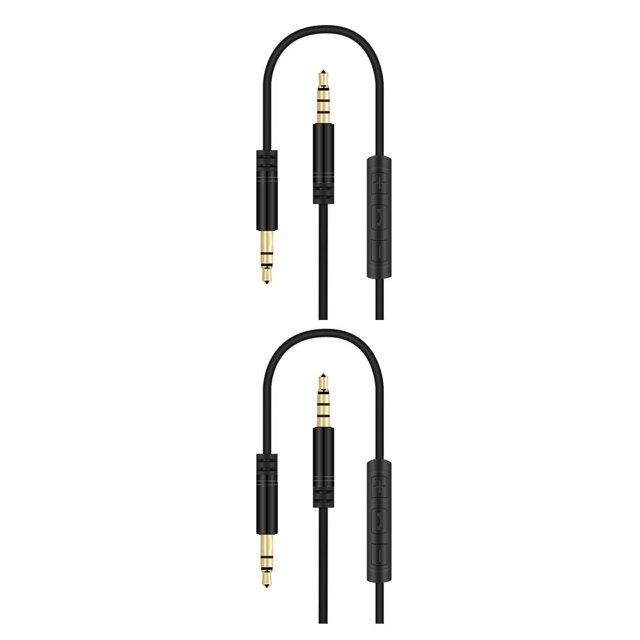 jesticaly Cable For Car Computer Headphone Remote Control 3.5MM Audio Cable For Speaker With Microphone black 2Set