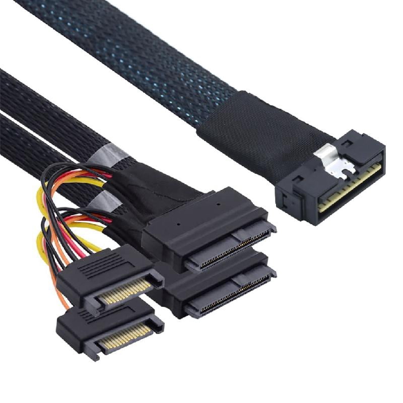 NVME PCIe SSDs Cable SFF 8654 8I to 2x SFF 8639 Adapter with 15P SATAs Power