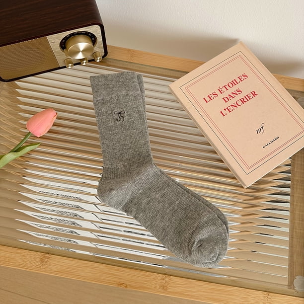 Xiao Hua 6 pares de calcetines de algodón para mujer, finos, suaves, cómodos, transpirables, de vestir, por encima del tobillo, para negocios, informales y deportivos (grises).