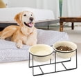 thumbnail image 5 of Elevated Large Dog Bowl Set - Raised Dog Food and Water Bowl with Non Slip Stand - Heavy Weighted Double Ceramic Dog Feeding Bowls - Extra Wide Deep Pet Dishes for Medium to Big Dogs - 2 x 1600 ML, 5 of 6