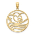 thumbnail image 4 of FB Jewels 14k White and Yellow Two Tone Gold Sun hearts and Water In Round Frame Two-color Pendant, 4 of 4