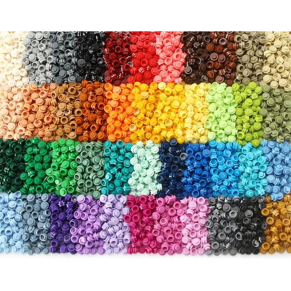 2200PCS Multicolored Round Plates 1X1 Building Blocks MOC 44 Colors Transparent Pieces Bricks Dots Bulk Studs Accessories Kit Compatible with Major Brand