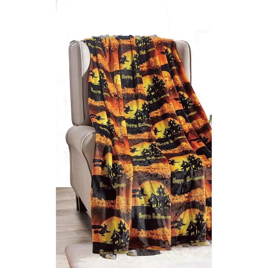 FAITH, HOPE, LOVE HOME DÉCOR Happy Halloween Microplush Throw Blanket (50" x 60") - Dogs in Costumes