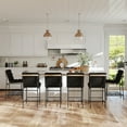 thumbnail image 5 of Guyou Linen Bar Stools Set of 2, 25 " Modern Upholstered Counter Height Bar Stools with Deep Channel Tufted Back, Armless Counter Stool with Black Metal Legs for Dining Room Kitchen Island, Black, 5 of 11