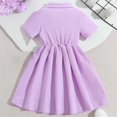 thumbnail image 6 of DJDLJWCJ Girls School Uniform polo Dress 2-7 Cute Printed Button Lapel Short Sleeve Dress Summer Casual Dress Purple Size 2T, 6 of 9