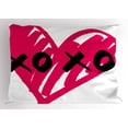 thumbnail image 1 of Xo Pillow Sham Lovers Heart with Kisses Sign Abstract Calligraphy Artistic Romance Couple Graphic, Decorative Standard Size Printed Pillowcase, 26 X 20 Inches, Pink and Black, by Ambesonne, 1 of 2