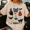 thumbnail image 3 of Boo Halloween Shirt, Retro Witch Ghost Black Cat Graphic Tee, Vintage Creep Spooky Season Gift for Women Men, Unisex, 3 of 10