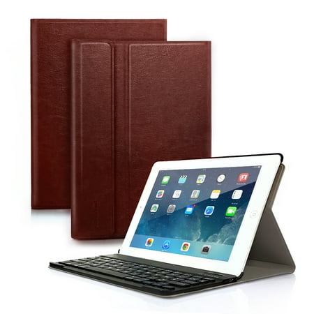 iPad Air2/iPad 6 Bluetooth Keyboard Folding PU Leather Smart Case Stand Cover+Removable Wireless Bluetooth Keyboard