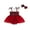 Red, variant on Baby Toddler Girl Romper Dresses 0 3 6 12 18 Months Casual Plaid Print Summer Sleeveless Jumpsuit with Mesh Skirt and Headband Set