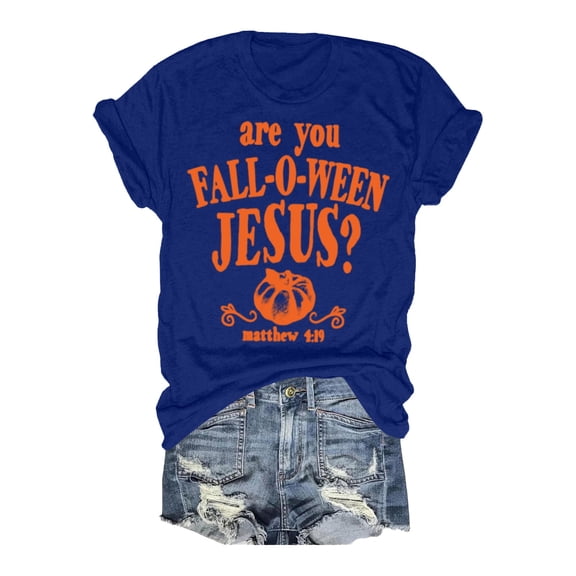 LIIPEE Fall Short Sleeve T Shirts For Women Halloween Graphic Tees Ladies Crew Neck Tshirt