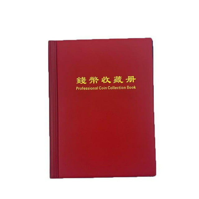 relayinert Home 52mm 60 Pockets Commemorative Coins Collection Book Portable Tokens Stamps Holder Album Large Capacity Money Holder Red