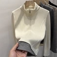 thumbnail image 2 of Half-zip stand collar long-sleeved slim bottoming shirt, 2 of 5