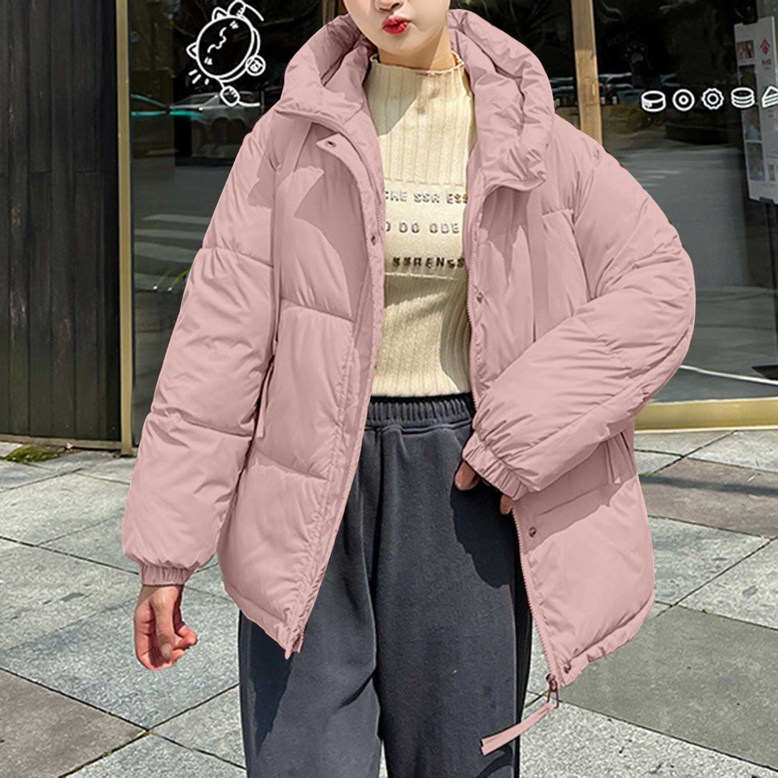JINGWANGYHBD Fall Savings Womens Puffer Coats Padded Zip Up