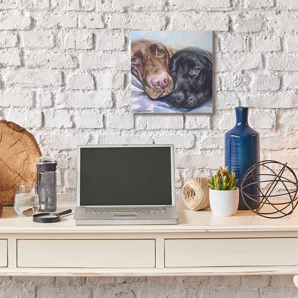Stupell Industries Labradors Dog Pet Animal Watercolor Painting Canvas Wall Art by George Dyachenko