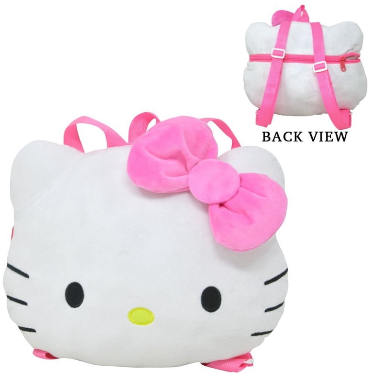 hello kitty pink an silver bows backpack Plush Face with 3D Bow bow patches Tie it up with a