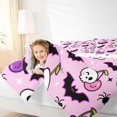 thumbnail image 3 of Manfei Halloween Kawaii Skull Cherry Twin Comforter Sets 2pcs, Cute Spider Bat Bedding Set, Pink Purple Black,Reversible,1 Comforter and 1 Pillowcase, 3 of 6