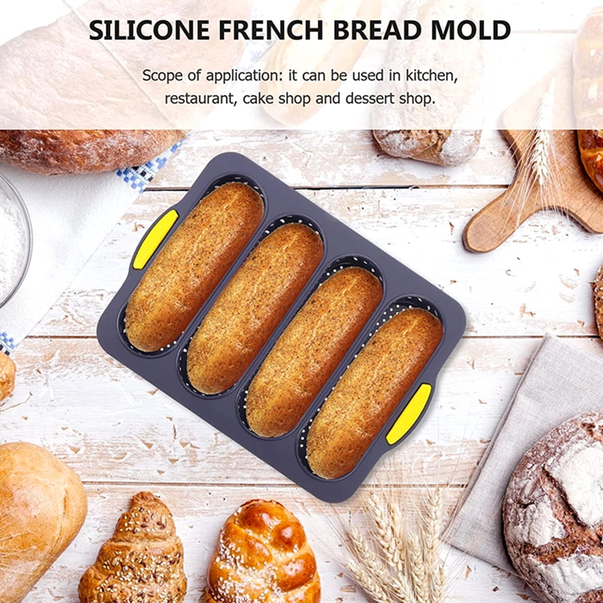 Maxcheck 2 Pcs Silicone Bread Pan Baguette Pan Sandwich Mold 5 Slots French  Bread Baking Pan for Home Baking