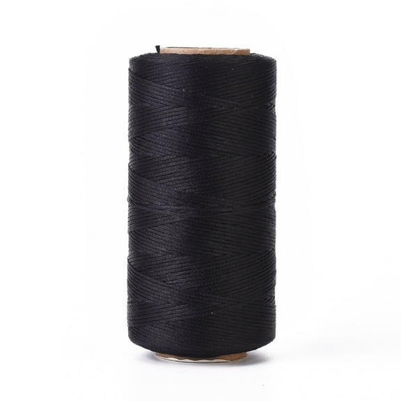 Waxed Polyester Cord Micro Macrame Cord Waxed Sewing Thread Flat Black 0.8mm about 284.33 yards(260m)/roll