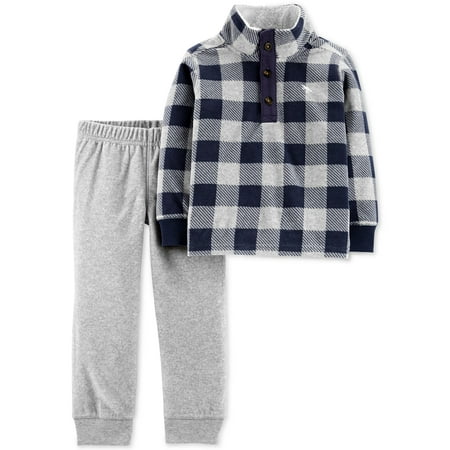 

allbrand365 Designer Infant Boys Plaid Fleece Sweatshirt 2 Piece Set
