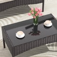 thumbnail image 6 of Gotland 4-Piece Outdoor Patio Furniture Set, Wicker Rattan Chairs & Sofa with Cushions and Glass Coffee Table, Conversation Set for Backyard, Lawn, Porch, Pool, Garden,Navy Blue, 6 of 9