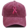 thumbnail image 2 of Breast Cancer Awareness Hat for Women, Embroidered Pink Ribbon Vintage Cotton Adjustable Baseball Cap, Embroidered Washed Cotton Cap, 2 of 4