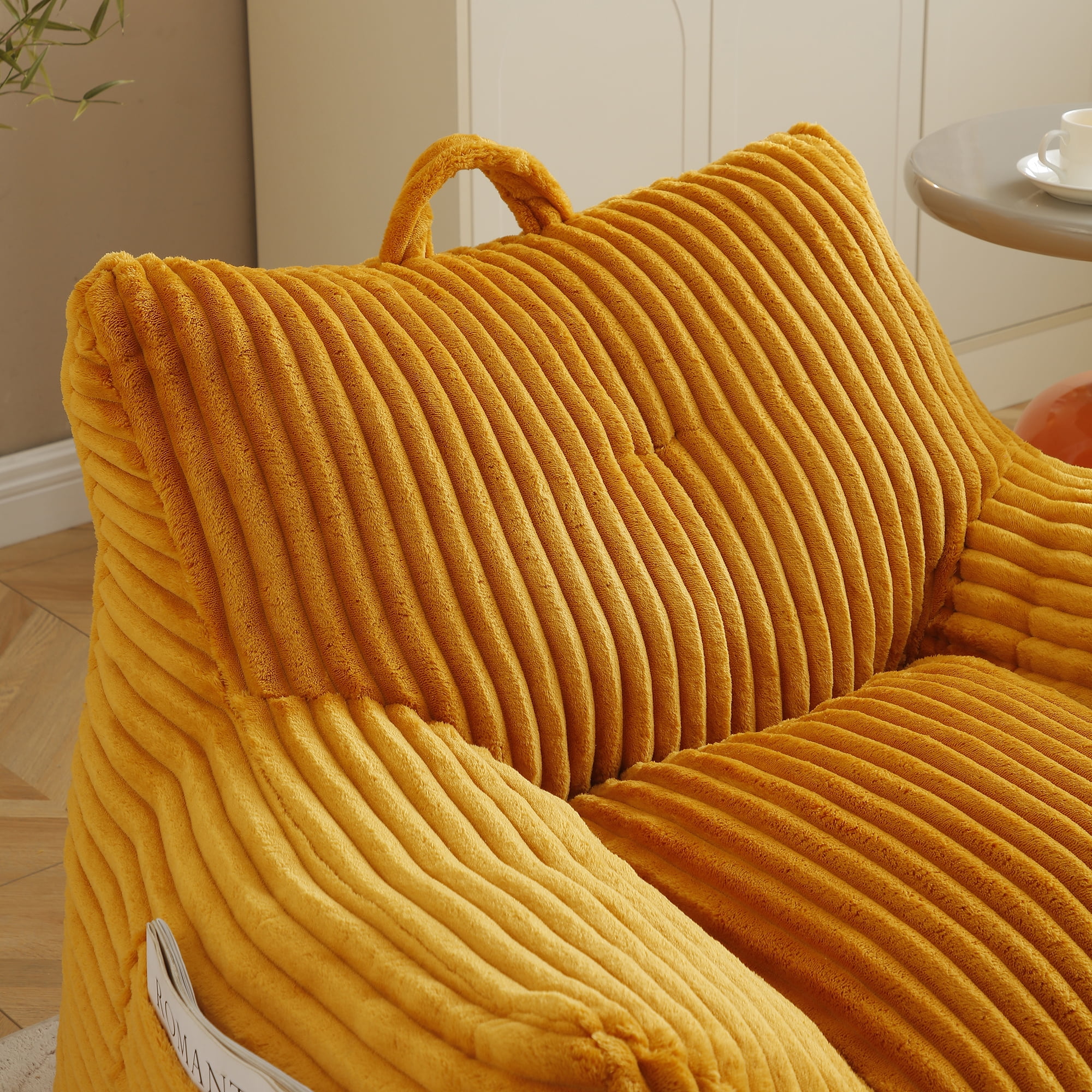 Jopath Giant Bean Bag Chair,Giant Plush Bean Bag Chair For Adults With Armrests And Footstool,Cozy Fluffy Cloud Mini Couch For Living Room, Bedroom & Dorm Orange