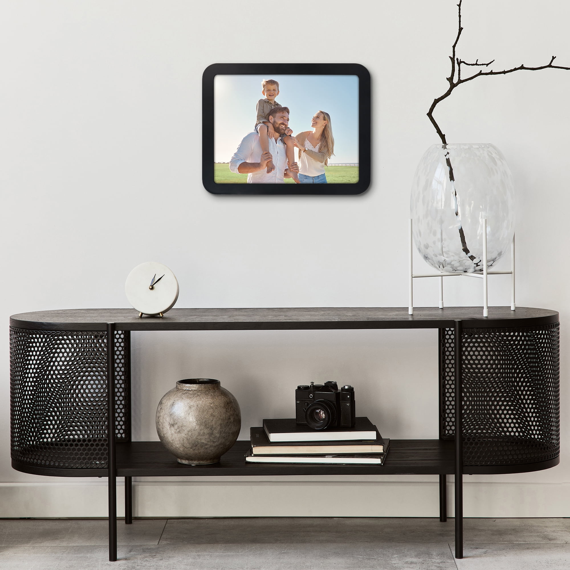 Americanflat 12x16 Picture Frame with Shatter-Resistant Glass Round Corner Molding Mod Collection - Black